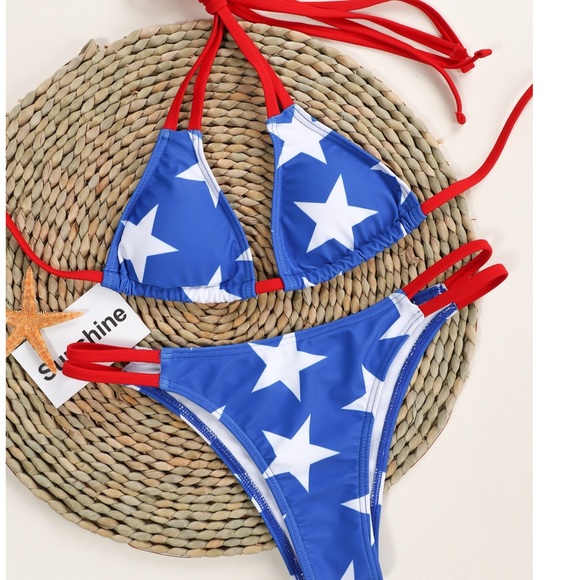 Other - Bikini Star Print Halter Triangle Swimsuit…